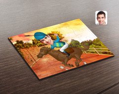 Kişiye Özel Erkek Jokey Karikatürlü Ahşap Puzzle-1
