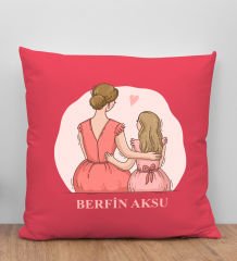 BK Gift Kişiye Özel İsimli Anneler Günü Tasarımlı Kırmızı Kırlent Yastık, Anneye Hediye, Ev Dekorasyonu, Anneler Günü Hediyesi-5