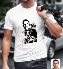 Kişiye Özel Godfather Baba Tasarımlı Beyaz T-Shirt-4