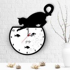 Kişiye Özel Kedi Tasarımlı Ahşap Duvar Saati - 2