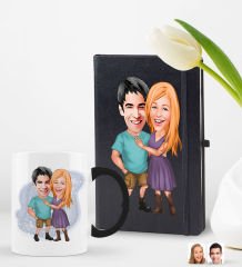 BK Gift Kişiye Özel Sevgililer Karikatürlü 2’li Defter Kupa Hediye Seti, Sevgiliye Hediye, Sevgililer Günü Hediyesi-6