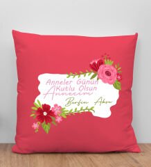 BK Gift Kişiye Özel İsimli Anneler Günü Tasarımlı Kırmızı Kırlent Yastık, Anneye Hediye, Ev Dekorasyonu, Anneler Günü Hediyesi-6