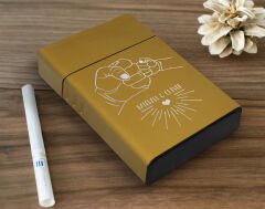 BK Gift Kişiye Özel İsimli Babalar Günü Tasarımlı Sarı Metal Sigara Tabakası ,Babalar Günü Hediyesi , Babaya Hediye , Sigara Tabakası-8