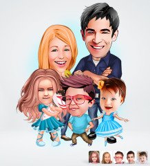 Kişiye Özel Aile Tasarımlı Dijital Karikatür-7