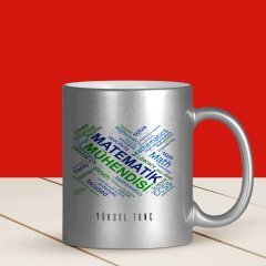 Kişiye Özel Mesleki Matematik Mühendisi Gümüş Yaldızlı Kupa Bardak - 1