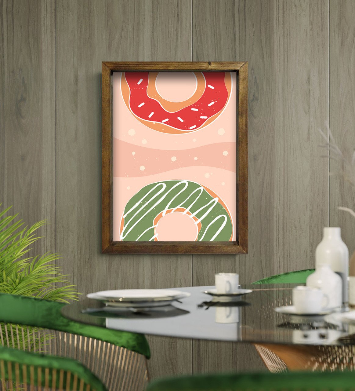 BK Gift Cafe & Bar & Restaurant Konseptli Doğal Masif Ahşap Çerçeveli Tablo-84