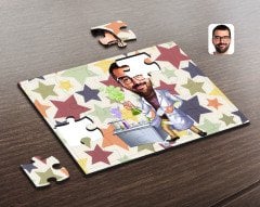 Kişiye Özel Erkek Kimya Öğretmeni Karikatürlü Ahşap Puzzle-2
