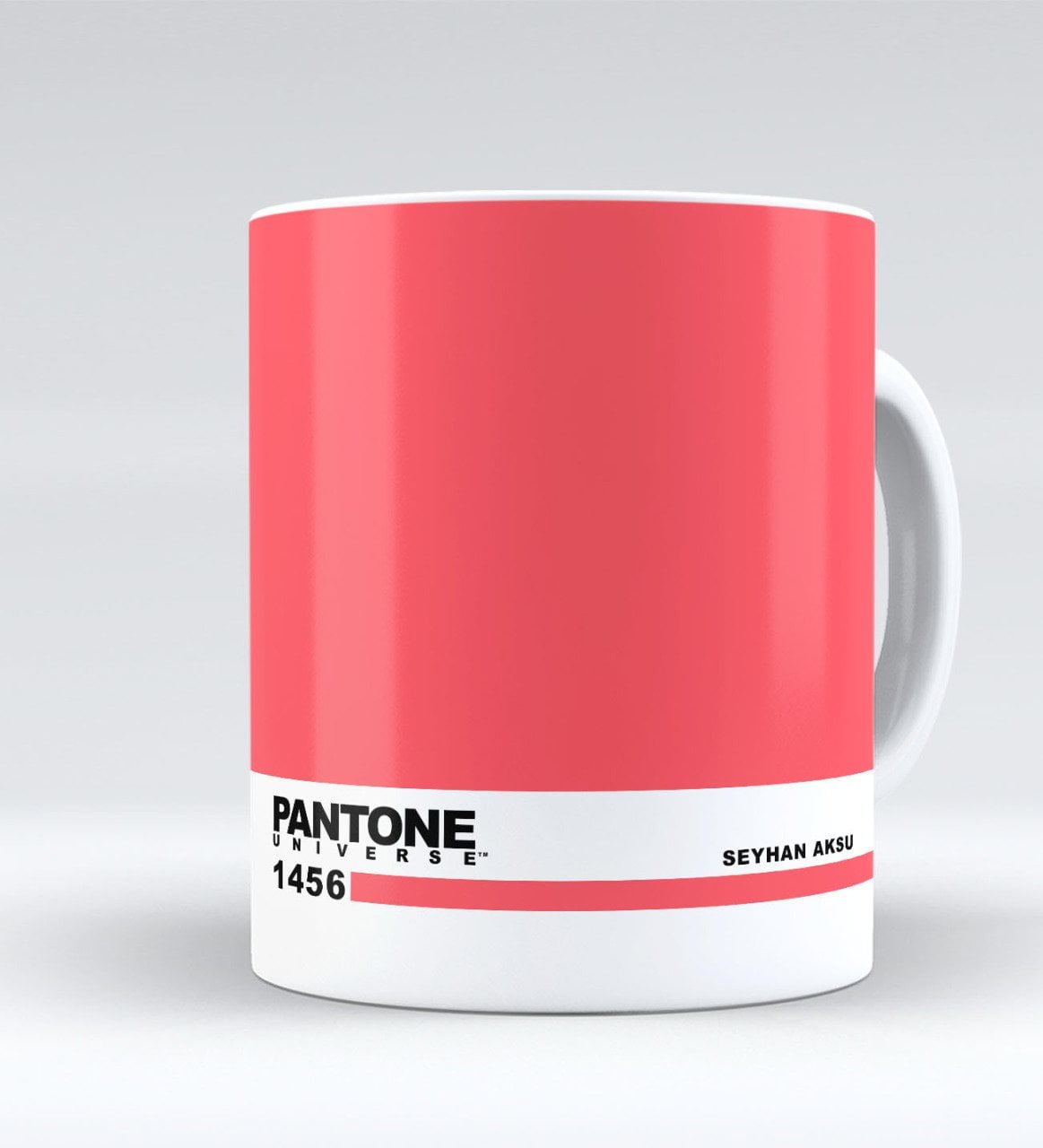 Kişiye Özel İsimli Pantone 1456 Beyaz Kupa Bardak
