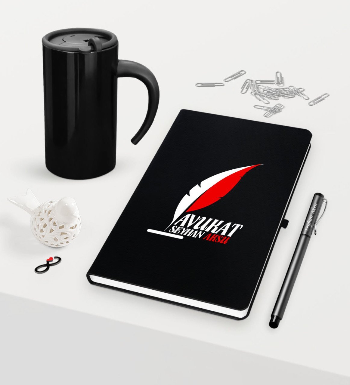 Kişiye Özel Avukat Temalı Siyah Defter Kalem ve Termos Mug Seti  - 8