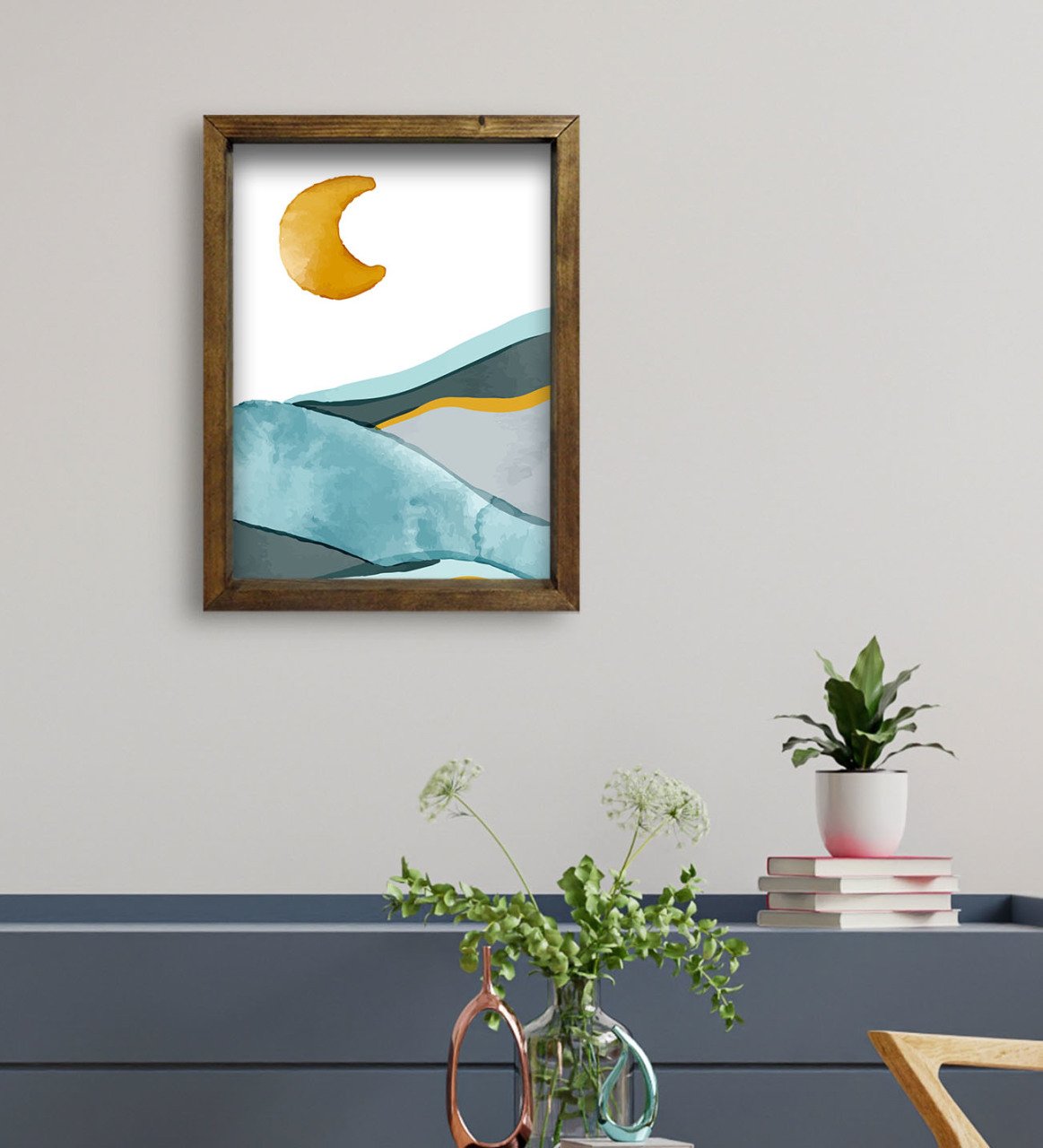 BK Gift Otel Odası Konseptli Doğal Masif Ahşap Çerçeveli Tablo 45x65cm-36