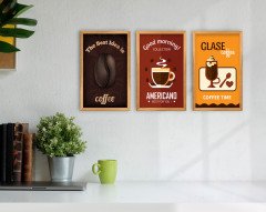 BK Home Coffee Tasarımlı Dekoratif 3’lü Retro Ahşap Tablo-3