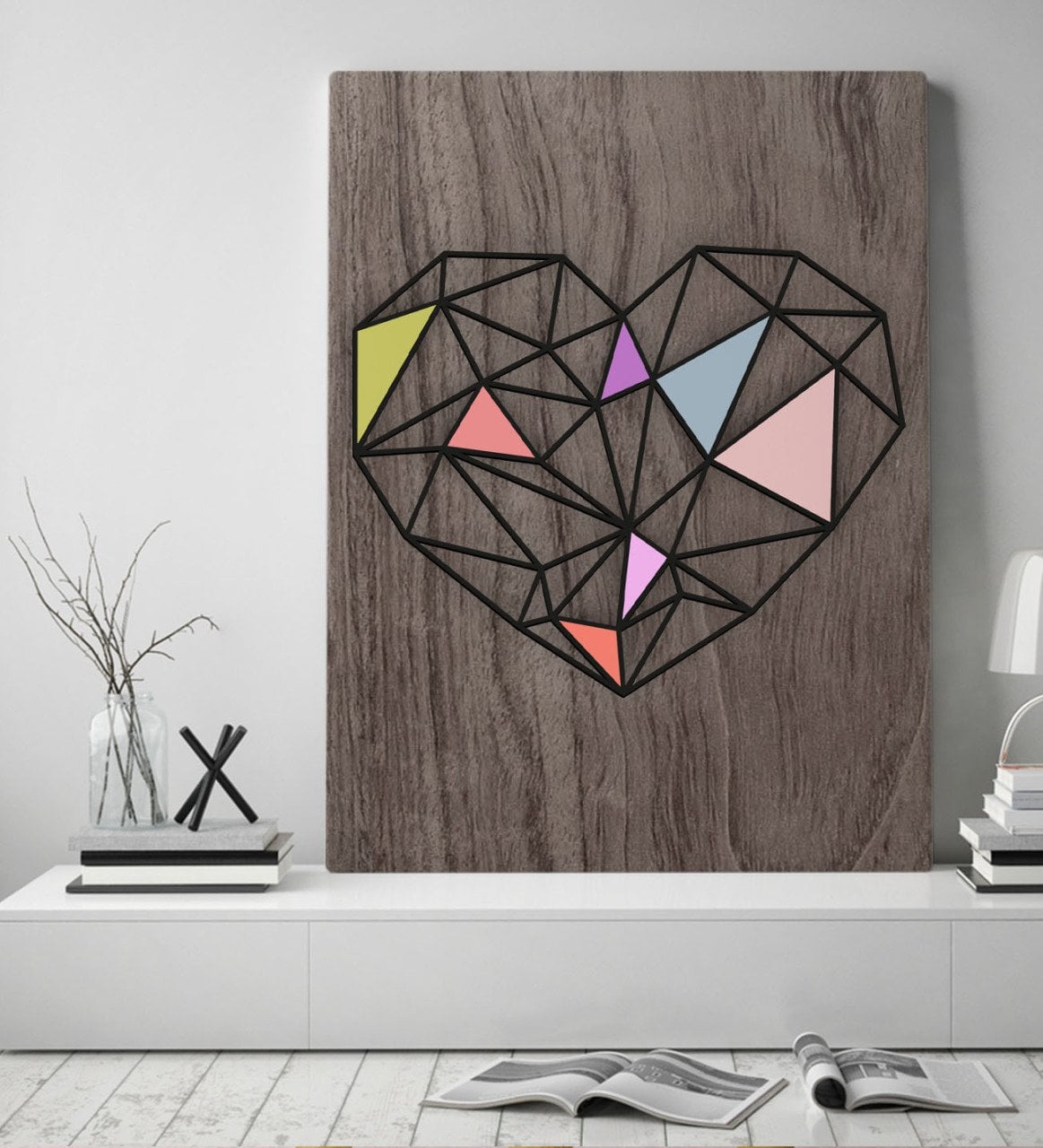 BK Home Kalp Tasarımlı Kanvas Tablo 50x70cm-1