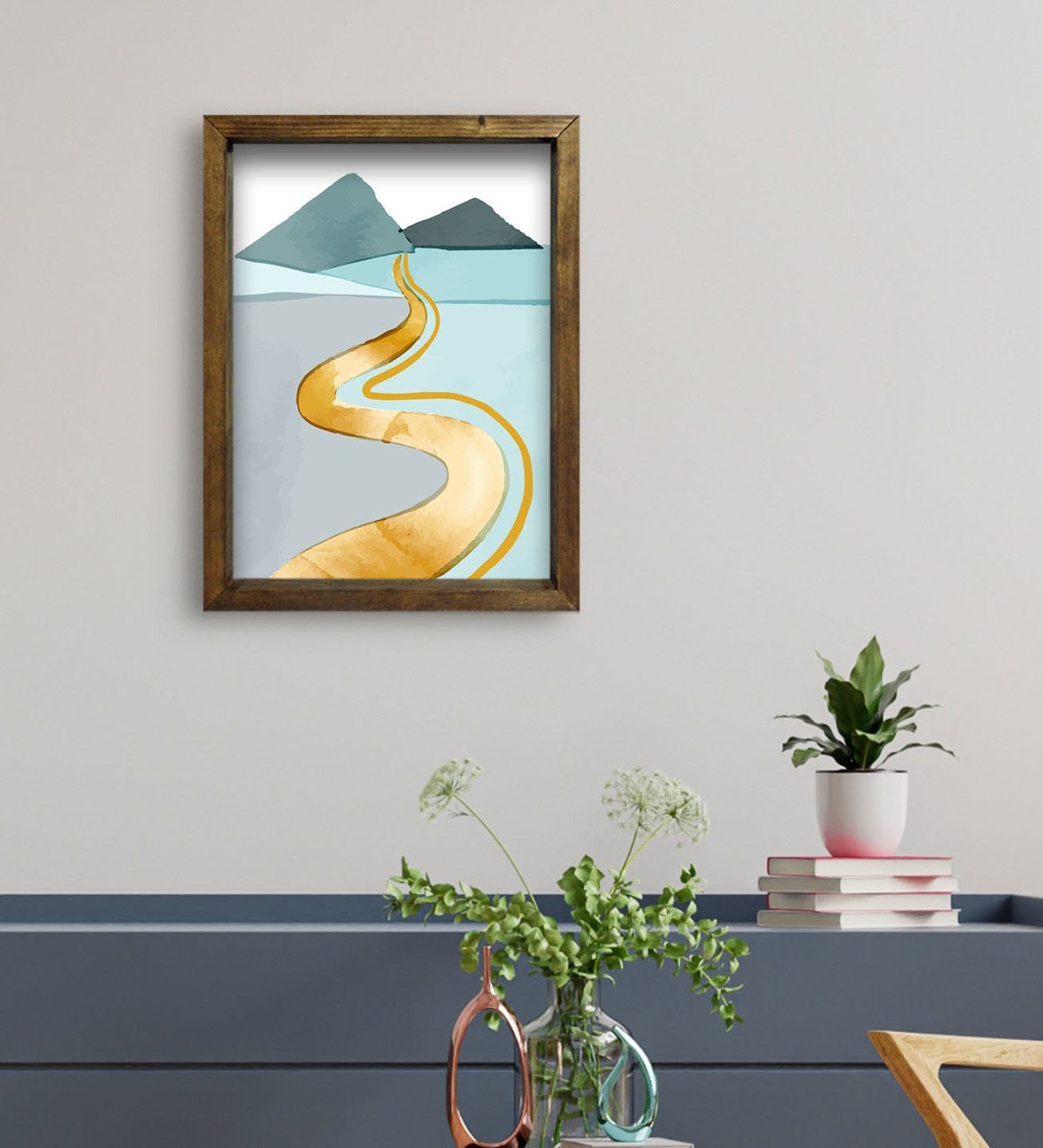 BK Gift Otel Odası Konseptli Doğal Masif Ahşap Çerçeveli Tablo 45x65cm-37