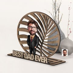 BK Gift Kişiye Özel 3 Katmanlı Baba Karikatürlü Ahşap Biblo-3, Babaya Hediye, Babalar Günü Hediyeleri