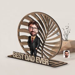 BK Gift Kişiye Özel 3 Katmanlı Baba Karikatürlü Ahşap Biblo-3, Babaya Hediye, Babalar Günü Hediyeleri