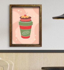 BK Gift Cafe & Bar & Restaurant Konseptli Doğal Masif Ahşap Çerçeveli Tablo-87