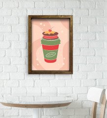 BK Gift Cafe & Bar & Restaurant Konseptli Doğal Masif Ahşap Çerçeveli Tablo-87