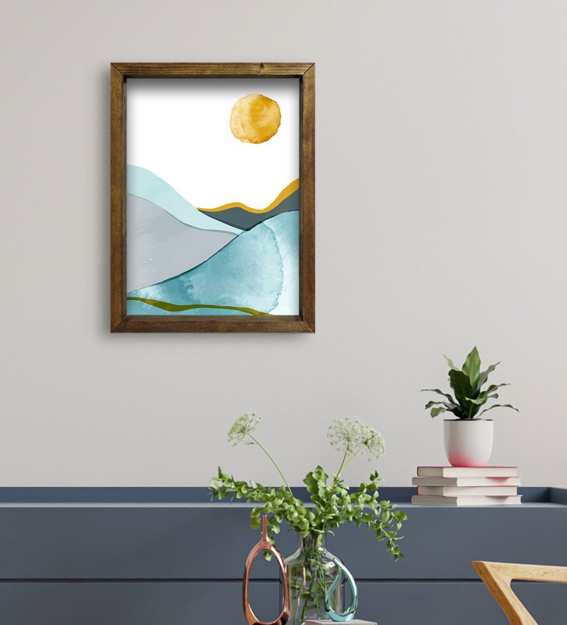 BK Gift Otel Odası Konseptli Doğal Masif Ahşap Çerçeveli Tablo 45x65cm-38