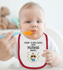 BK Kids Patron Benim Tasarımlı Kırmızı Bebek Body Zıbın ve Mama Önlüğü Hediye Seti-1