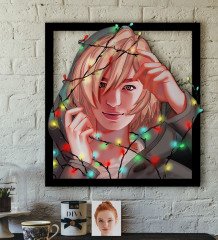 Kişiye Özel Kadın Soyut Karikatürlü 3D Ahşap Tablo-14