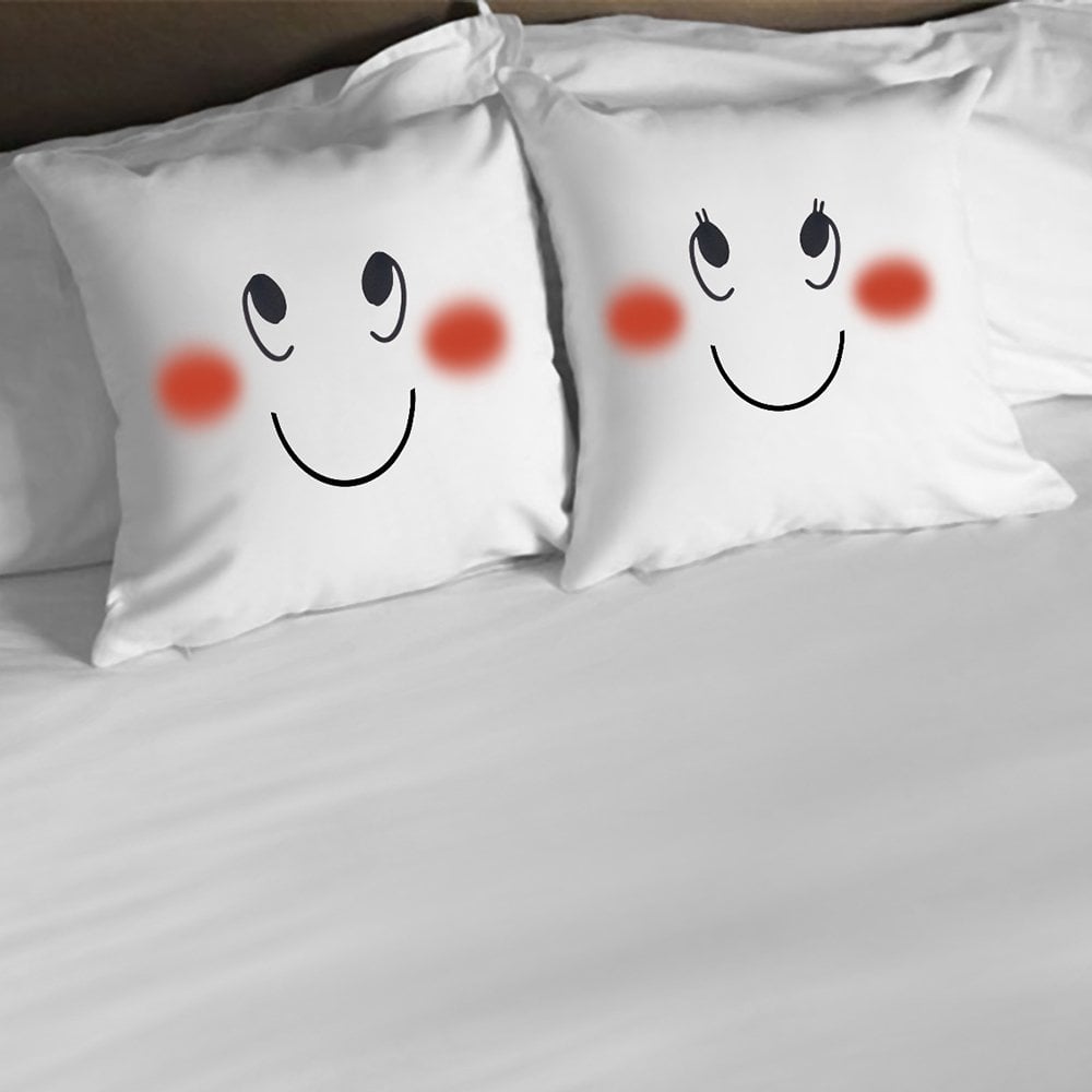 Kişiye Özel İkili Şeker Çift Beyaz Yastık Kılıfı