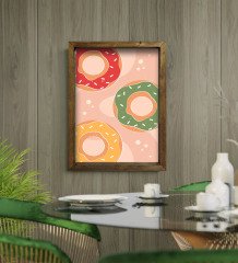 BK Gift Cafe & Bar & Restaurant Konseptli Doğal Masif Ahşap Çerçeveli Tablo-88