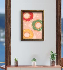 BK Gift Cafe & Bar & Restaurant Konseptli Doğal Masif Ahşap Çerçeveli Tablo-88