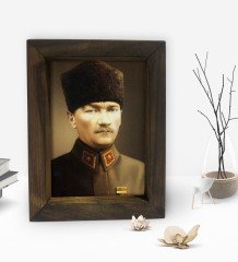 BK Gift Atatürk Tasarımlı Dekoratif Doğal Masif Ahşap Çerçeve 15x20cm-25