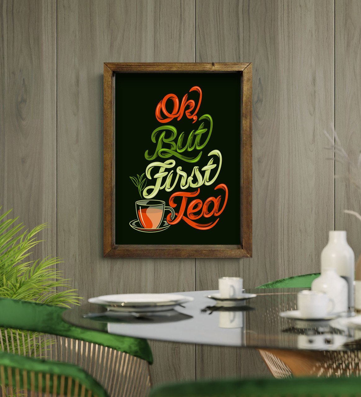 BK Gift Cafe & Bar & Restaurant Konseptli Doğal Masif Ahşap Çerçeveli Tablo-89