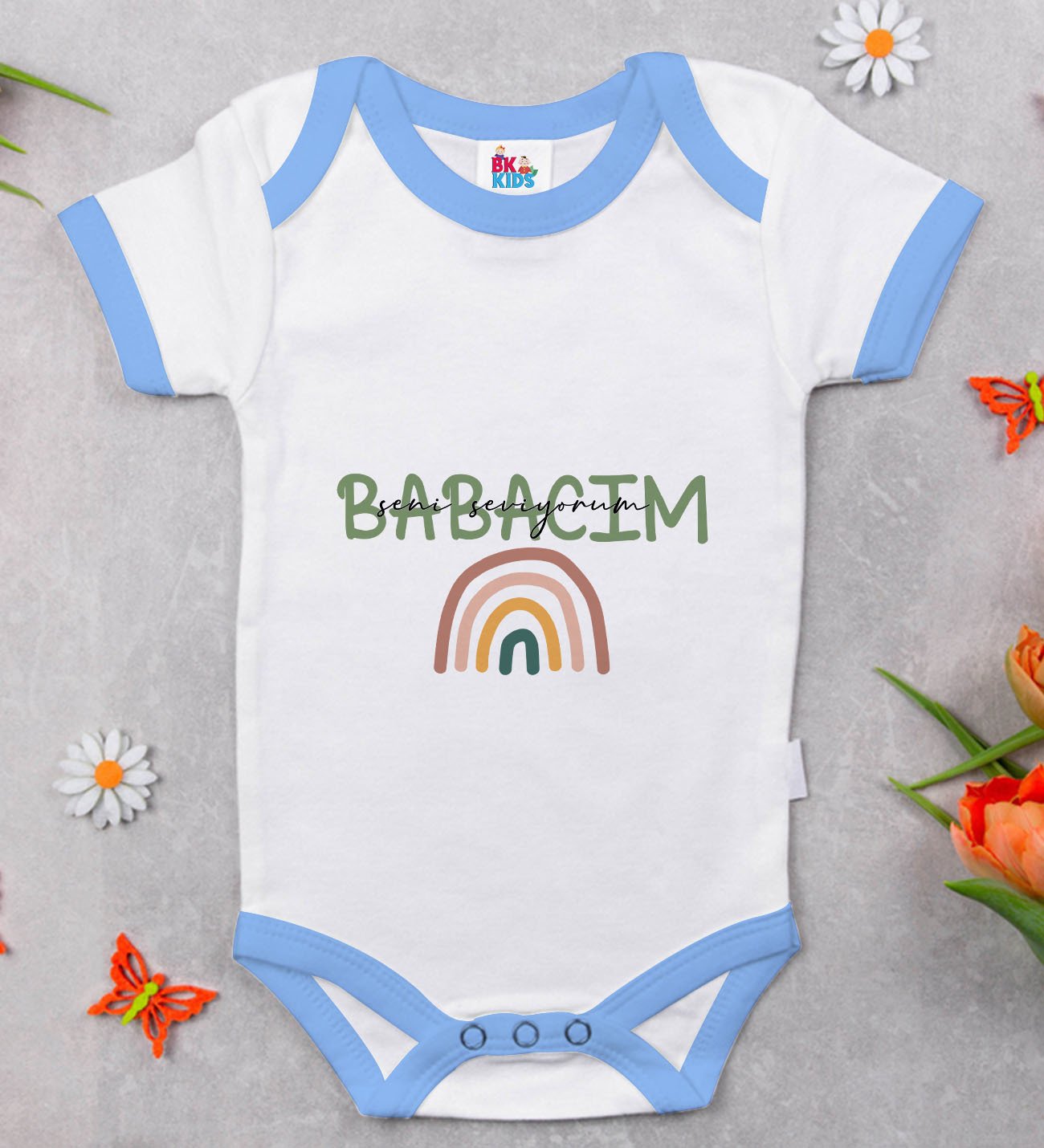 BK Kids Babacım Tasarımlı Mavi Bebek Body Zıbın-1