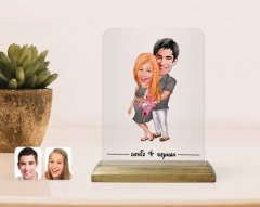 Kişiye Özel Bebek Bekliyoruz Karikatürlü Ahşap Standlı Çerçeve