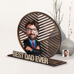BK Gift Kişiye Özel 3 Katmanlı Baba Karikatürlü Ahşap Biblo-6, Babaya Hediye, Babalar Günü Hediyeleri