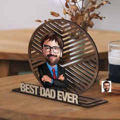 BK Gift Kişiye Özel 3 Katmanlı Baba Karikatürlü Ahşap Biblo-6, Babaya Hediye, Babalar Günü Hediyeleri