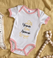 BK Kids Yesun Oni Annesi Tasarımlı Pembe Bebek Body Zıbın-1