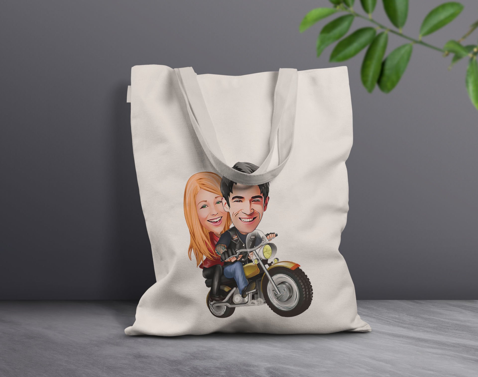 BK Gift Kişiye Özel Sevgililer Karikatürlü Kanvas Bez Çanta, Baskılı Omuz Çantası, Alışveriş Çantası, Plaj Çantası, Sevgiliye Hediye-3