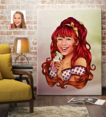 Kişiye Özel Kadın Karikatürlü Kanvas Tablo 70x100cm-54