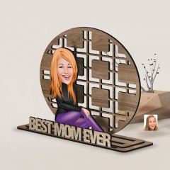 BK Gift Kişiye Özel 3 Katmanlı Anne Karikatürlü Ahşap Biblo-1, Anneye Hediye, Anneler Günü Hediyeleri