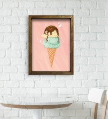 BK Gift Cafe & Bar & Restaurant Konseptli Doğal Masif Ahşap Çerçeveli Tablo-91