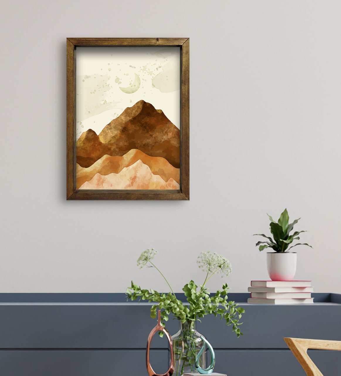 BK Gift Otel Odası Konseptli Doğal Masif Ahşap Çerçeveli Tablo 45x65cm-42