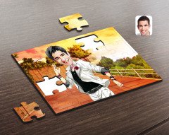 Kişiye Özel Erkek Karikatürlü Ahşap Puzzle-34
