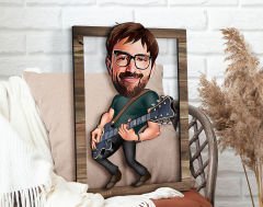 BK Gift Kişiye Özel Erkek Gitarist Karikatürlü 3D Ahşap Tablo, Sevgiliye Hediye, Arkadaşa Hediye, Yıl Dönümü Hediyesi, Doğum Günü Hediyesi-1