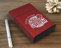BK Gift Kişiye Özel İsimli Babalar Günü Tasarımlı Kırmızı Metal Sigara Tabakası ,Babalar Günü Hediyesi , Babaya Hediye , Sigara Tabakası-1