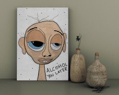 BK Home The Lazy People Collection Drunk Guy Tasarımlı Kanvas Tablo 30x50cm-1