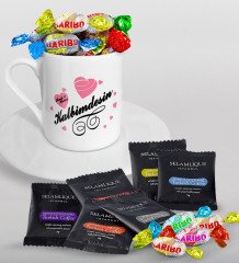 Kişiye Özel Sevgililer Günü Türk Kahvesi Fincanı Selamlique Karışık Türk Kahvesi ve Haribo Şeker Hediye Seti-16