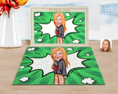 Kişiye Özel Kadın Karikatürlü 1000 Parça Profesyonel Puzzle-100
