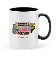 Kişiye Özel Sosyal Bilgiler Öğretmeni Siyah Kupa Bardak - 3
