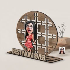 BK Gift Kişiye Özel 3 Katmanlı Anne Karikatürlü Ahşap Biblo-3, Anneye Hediye, Anneler Günü Hediyeleri