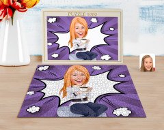 Kişiye Özel Kadın Karikatürlü 1000 Parça Profesyonel Puzzle-101