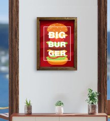 BK Gift Cafe & Bar & Restaurant Konseptli Doğal Masif Ahşap Çerçeveli Tablo-93