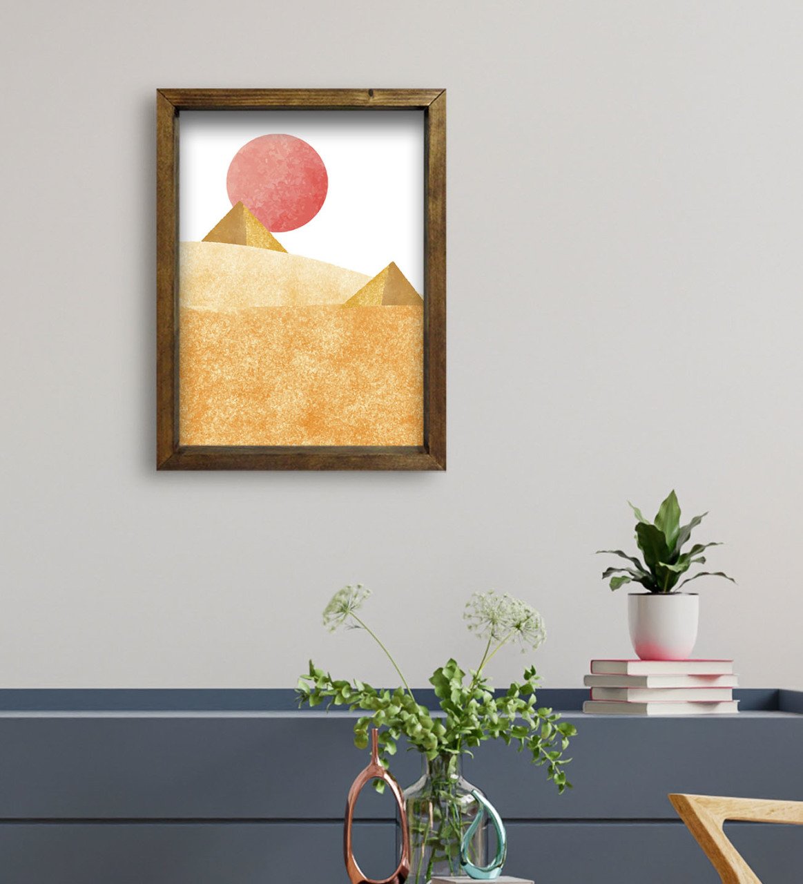 BK Gift Otel Odası Konseptli Doğal Masif Ahşap Çerçeveli Tablo 45x65cm-44